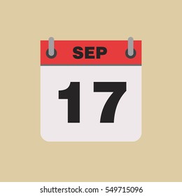calendar flipping date time day month September simple flat vector illustration application app logo icon