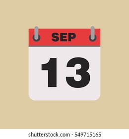 calendar flipping date time day month September simple flat vector illustration application app logo icon