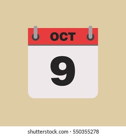 calendar flipping date time day month October simple flat vector illustration application app logo icon