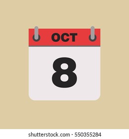 calendar flipping date time day month October simple flat vector illustration application app logo icon