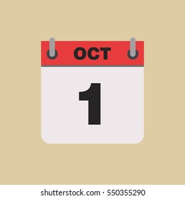 calendar flipping date time day month October simple flat vector illustration application app logo icon