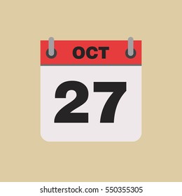 calendar flipping date time day month October simple flat vector illustration application app logo icon