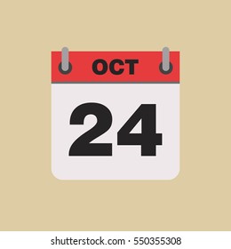 calendar flipping date time day month October simple flat vector illustration application app logo icon