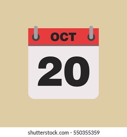 calendar flipping date time day month October simple flat vector illustration application app logo icon