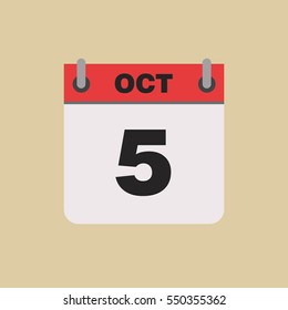 calendar flipping date time day month October simple flat vector illustration application app logo icon