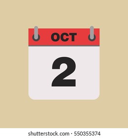 calendar flipping date time day month October simple flat vector illustration application app logo icon
