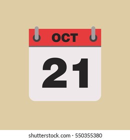 calendar flipping date time day month October simple flat vector illustration application app logo icon