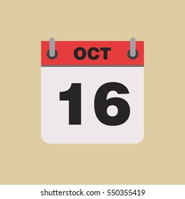 calendar flipping date time day month October simple flat vector illustration application app logo icon