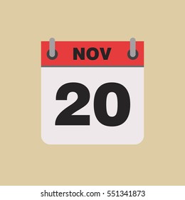 calendar flipping date time day month November simple flat vector illustration application app logo icon