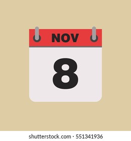 calendar flipping date time day month November simple flat vector illustration application app logo icon
