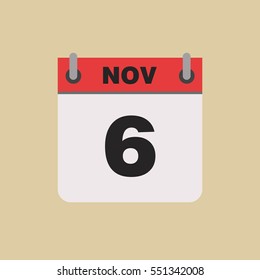 calendar flipping date time day month November simple flat vector illustration application app logo icon