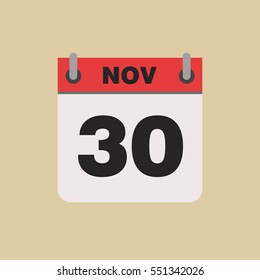 calendar flipping date time day month November simple flat vector illustration application app logo icon