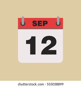 calendar flipping date time day month September simple flat vector illustration application app logo icon