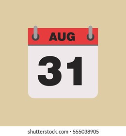 calendar flipping date time day month August simple flat vector illustration application app logo icon