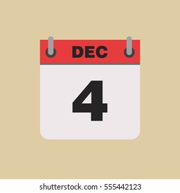 calendar flipping date time day month December simple flat vector illustration application app logo icon