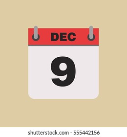 calendar flipping date time day month December simple flat vector illustration application app logo icon