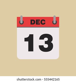 calendar flipping date time day month December simple flat vector illustration application app logo icon