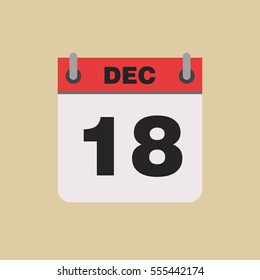 calendar flipping date time day month December simple flat vector illustration application app logo icon
