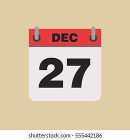 calendar flipping date time day month December simple flat vector illustration application app logo icon