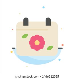 Calendar, Flower, Date, Spring Abstract Flat Color Icon Template. Vector Icon Template background