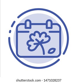 Calendar, Flower, Day, Spring Blue Dotted Line Line Icon. Vector Icon Template background