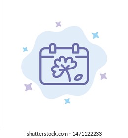 Calendar, Flower, Day, Spring Blue Icon on Abstract Cloud Background. Vector Icon Template background