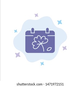 Calendar, Flower, Day, Spring Blue Icon on Abstract Cloud Background