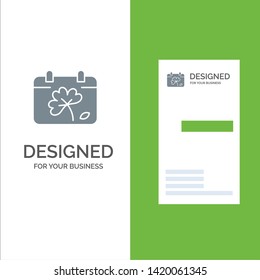Calendar, Flower, Day, Spring Grey Logo Design and Business Card Template