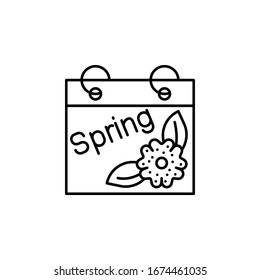 Calendario, icono de flor. Línea simple, contorno vectorial elementos de iconos de resorte para ui y ux, sitio web o aplicación móvil