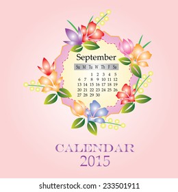 calendar  with flowers frame  vector,calendar vector  
