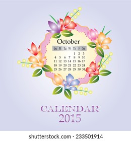 calendar  with flowers frame  vector,calendar vector  