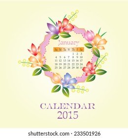 calendar  with flowers frame  vector,calendar vector  