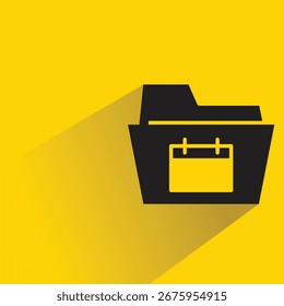 calendar folder icon with shadow on yellow background