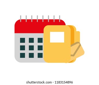 calendar with folder isolated icon