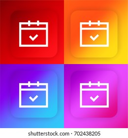 Calendar four color gradient app icon set