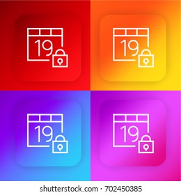 Calendar four color gradient app icon set
