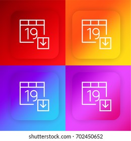 Calendar four color gradient app icon set