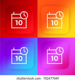 Calendar four color gradient app icon set