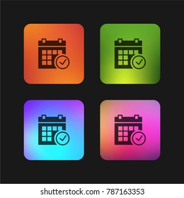 Calendar four color gradient app icon design