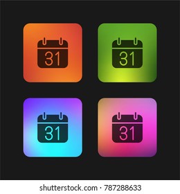 Calendar four color gradient app icon design