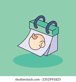 Calendar Free vector cartoon icon illustration.baby shower  Signs and Texts icon concept isolated . flat cartoon style