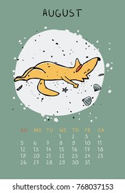 
Calendar Funny dog, August