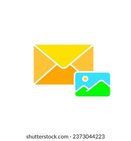 Calendar with gallery line icon. Diary, organizer, important date, month, holiday, New Year, week, weekend. Vector color icon on white background for business and advertising.