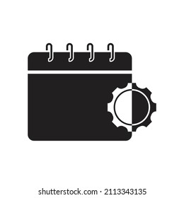 Calendar gear icon design isolated on white background