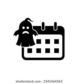 Calendar with ghost icon design. isolated on white background. vector illustration