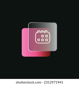 Vector de diseño de botón de icono de morfismo de vidrio de calendario
