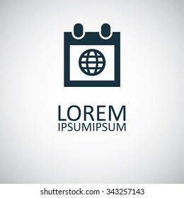 calendar globe shape icon, on white background