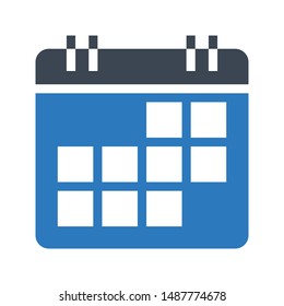 calendar glyph colour vector icon