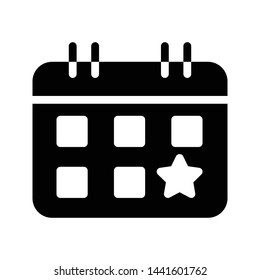 calendar glyph flat vector icon