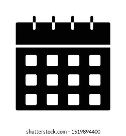 calendar glyph flat vector icon